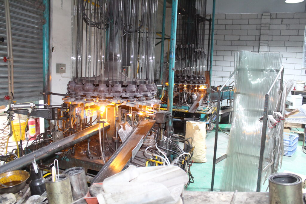 Automatic glass candle holders manufacturing process in China Christmas decorations factory