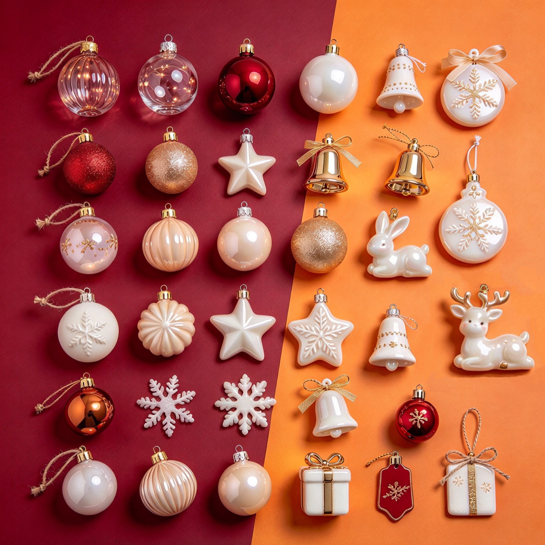 Glass, ceramic, plastic, and resin samples for custom Christmas ornament development